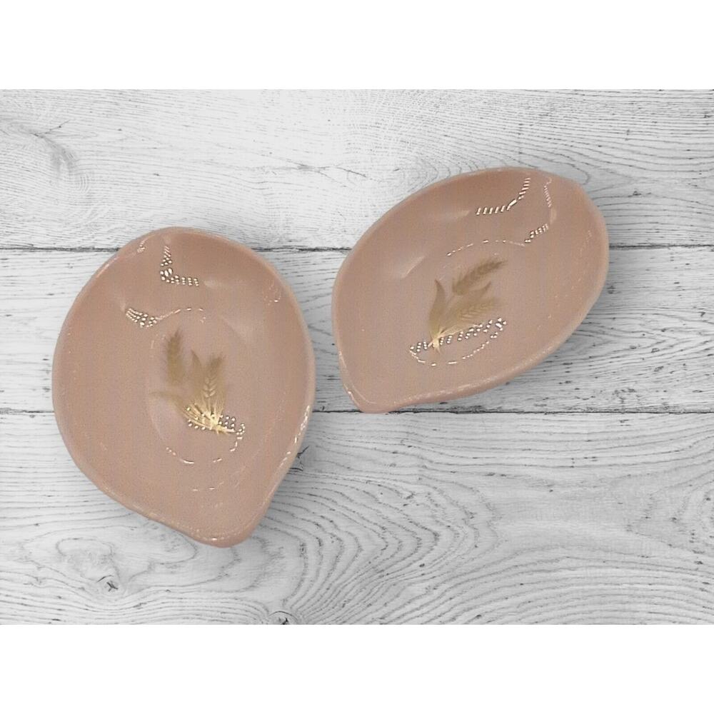 Rare Lenox China Harvest Wheat Blush Beige Trinket Dish Set, Made in USA, 1940s